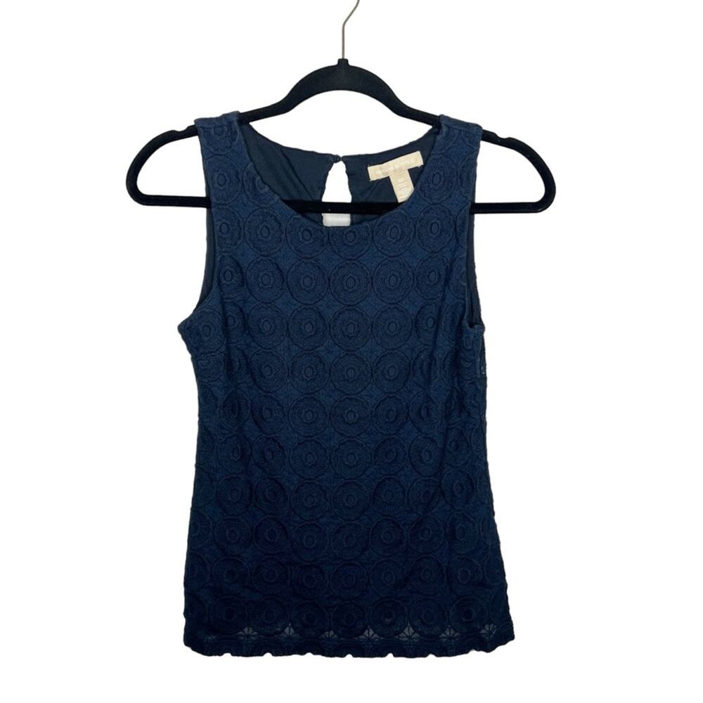 BANANA REPUBLIC / navy blue crochet lace knitted tank top / XS